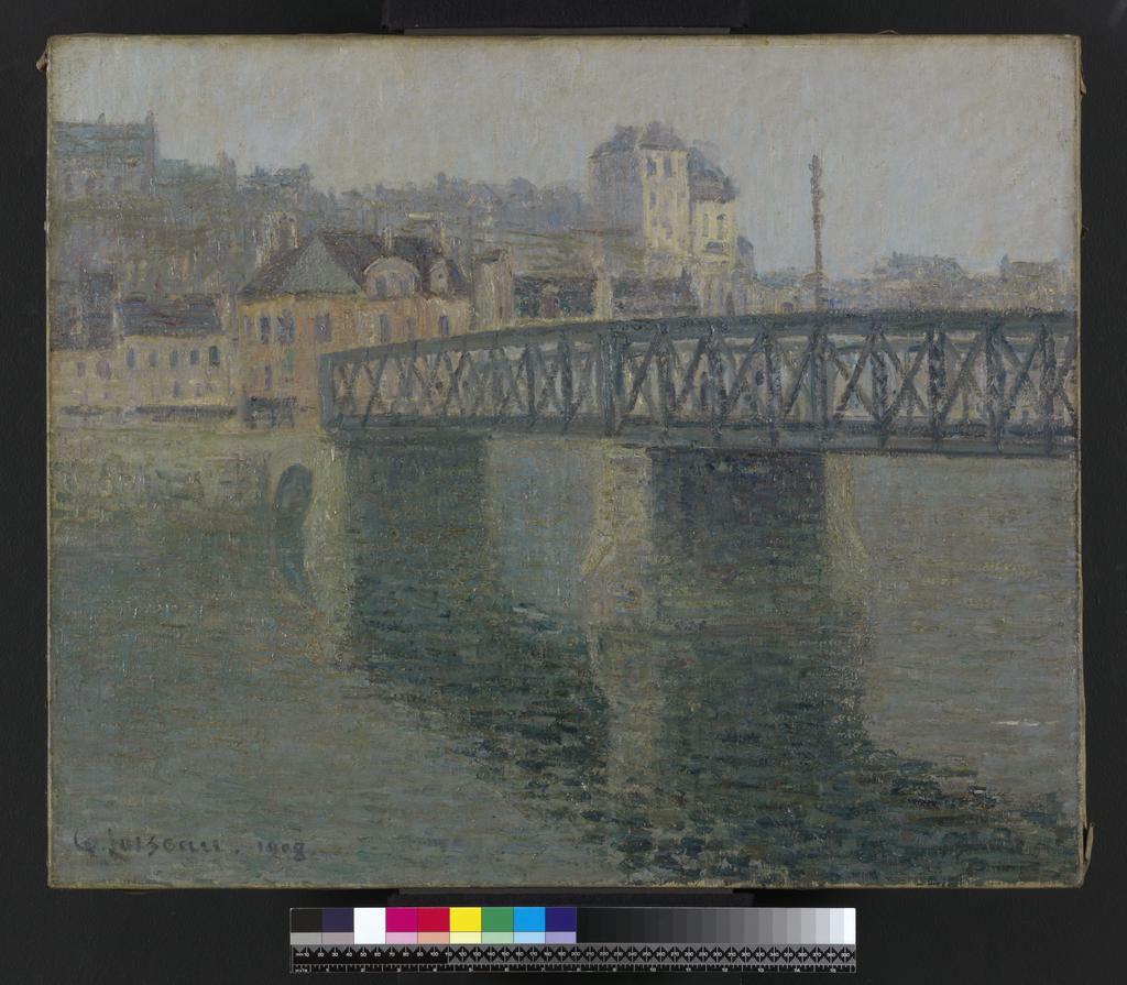 An image of The Iron Bridge, St. Ouen. Loiseau, Gustave (French, 1865-1935). Oil on canvas, height, canvas, 61 cm, width, canvas, 73.7 cm, 1908.