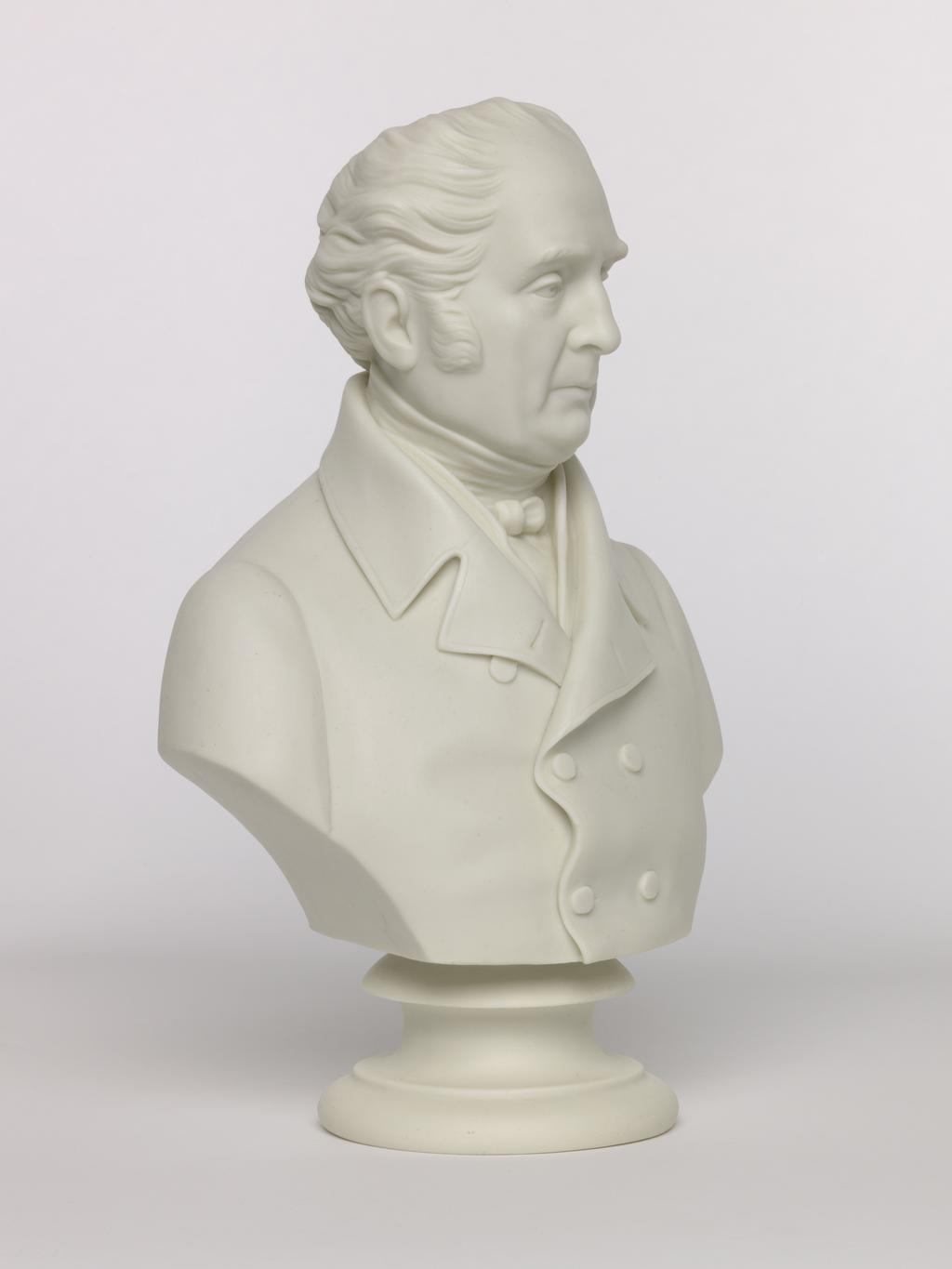 An image of Bust. Unknown man. Copeland, England, Staffordshire, Stoke-on-Trent. Westmacott, James Sherwood, sculptor (British). Inscriptions: maker's name; reverse of bust; marked; J Sherwood Westmacott Sc 1852 COPELAND. Maker's name; underneath base; marked; COPELAND. Parian (porcelain), slip-cast, height, 26.7 cm, length, 18.3 cm, width, 10 cm, length, base, 9.2 cm, 1852 Acquisition Credit: Accepted by H. M. Government in lieu of Inheritance Tax from the estate of G. D. V. Glynn, and allocated to the Fitzwilliam Museum.
