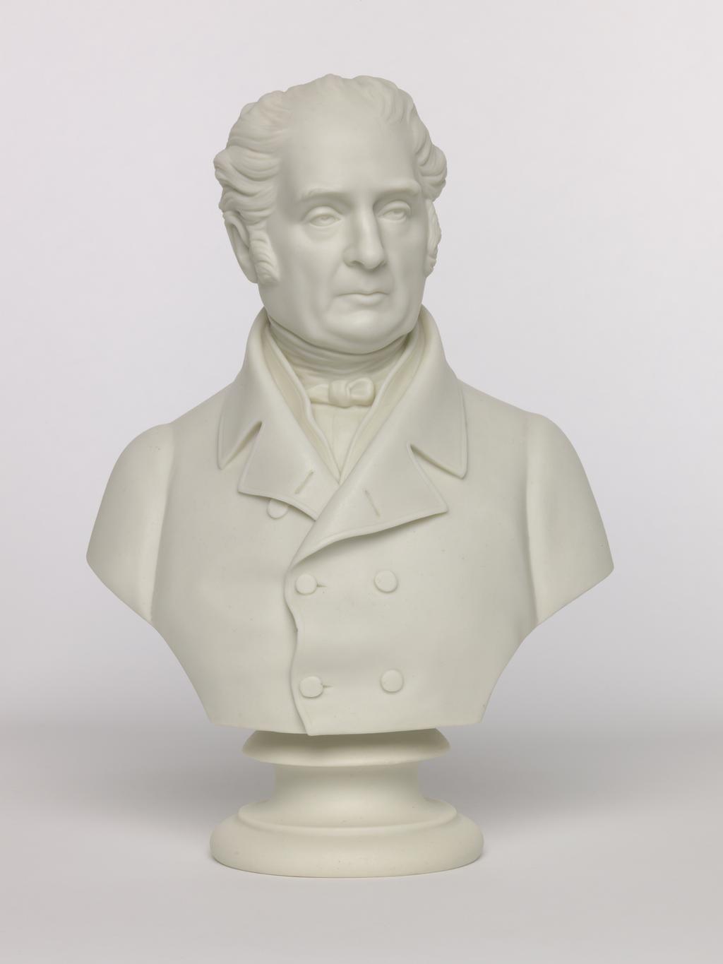 An image of Bust. Unknown man. Copeland, England, Staffordshire, Stoke-on-Trent. Westmacott, James Sherwood, sculptor (British). Inscriptions: maker's name; reverse of bust; marked; J Sherwood Westmacott Sc 1852 COPELAND. Maker's name; underneath base; marked; COPELAND. Parian (porcelain), slip-cast, height, 26.7 cm, length, 18.3 cm, width, 10 cm, length, base, 9.2 cm, 1852 Acquisition Credit: Accepted by H. M. Government in lieu of Inheritance Tax from the estate of G. D. V. Glynn, and allocated to the Fitzwilliam Museum.