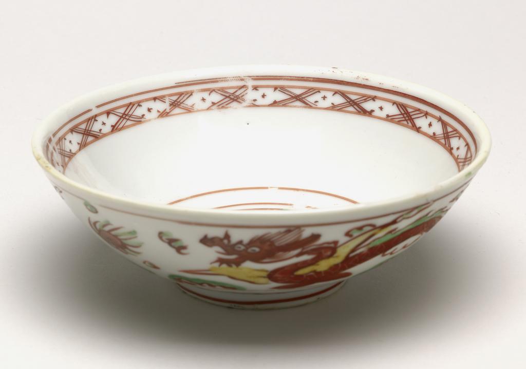 An image of Bowl. Production Place: China. A Zhengde ‘dragon’ bowl, polychrome (bruised foot and rubbing), diameter 14.8 cm, 1506-1521.