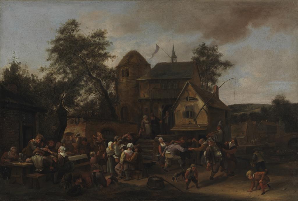 An image of Village festival. Steen, Jan (Dutch, 1625/6-1679). Oil on canvas, height 54.3 cm, width 81.0, cm circa 1650.