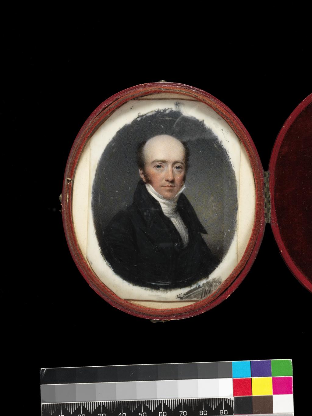 An image of Hargreaves, Thomas. The Rev. John Clay 1796-1858.  Watercolour on ivory. 1828.