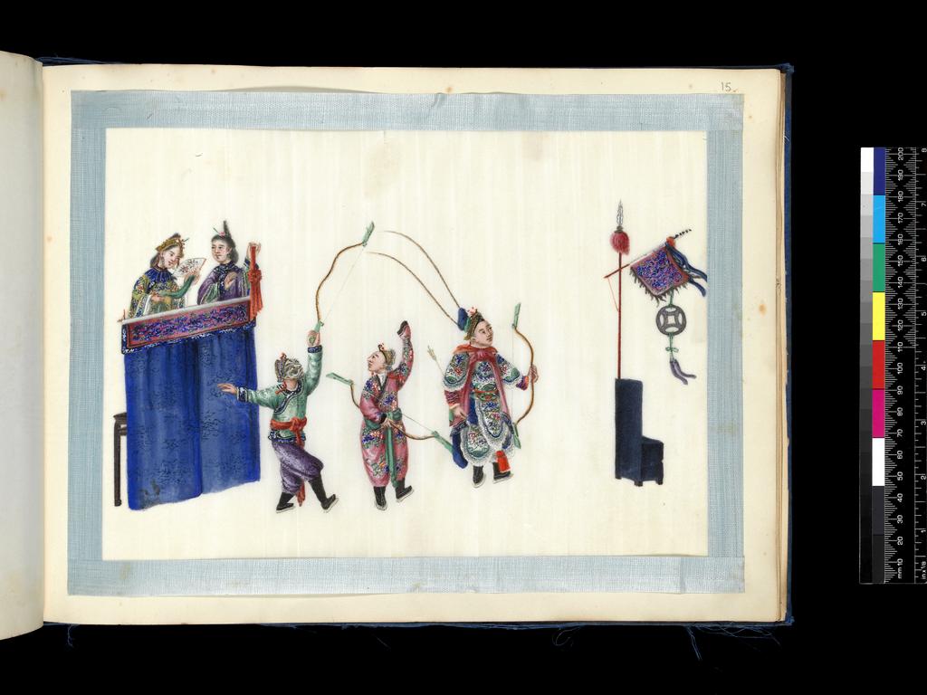 An image of Album of assorted subjects. Unknown maker. Album containing 46 watercolours on pith paper. Production Place: Guangzhou, Historically known as Canton. Height 260 mm, width 355 mm, 19th century. Chinese.