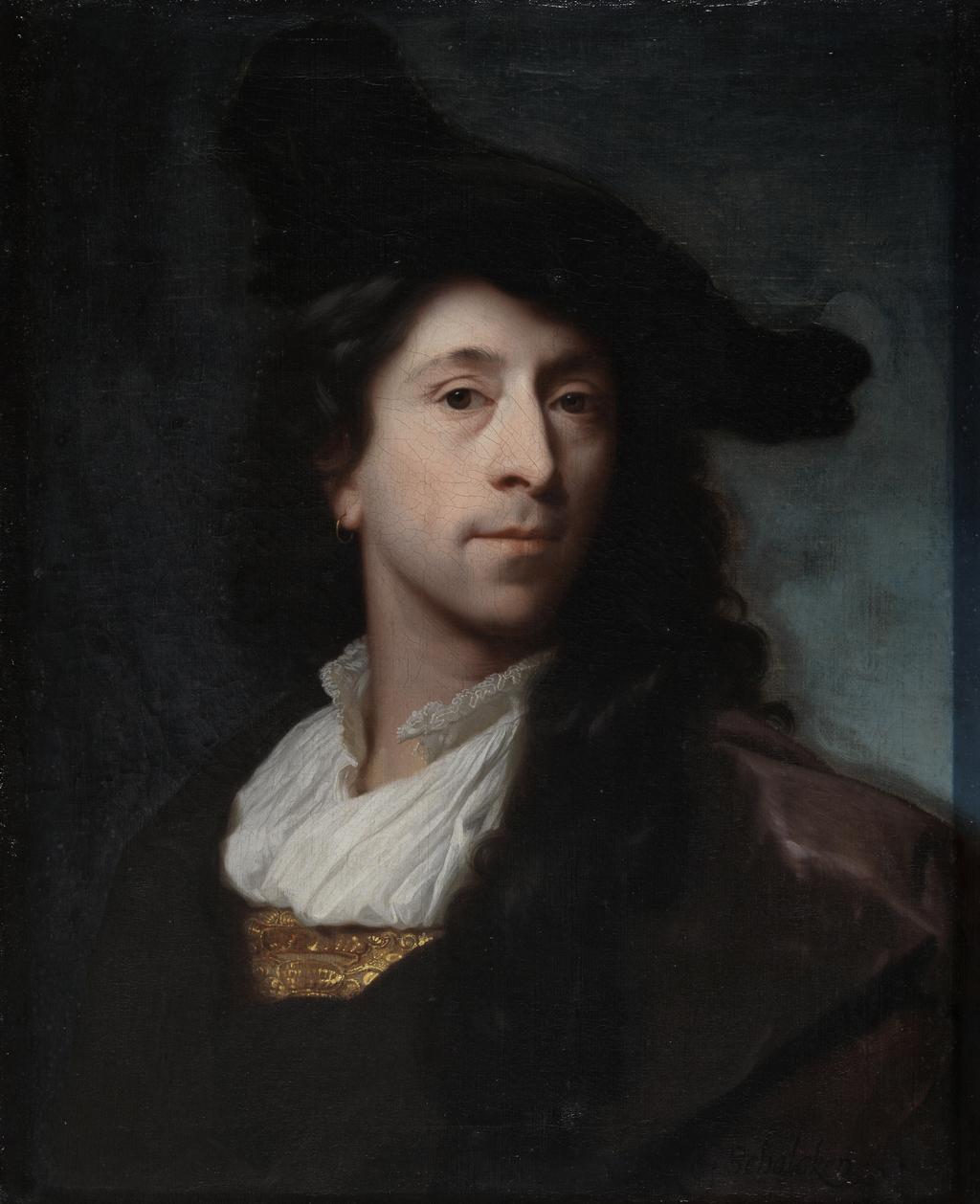 An image of Self-portrait. Schalcken, Godfried (Dutch, 1643-1706). Oil on canvas, height 61.3 cm, width 49.8 cm.
