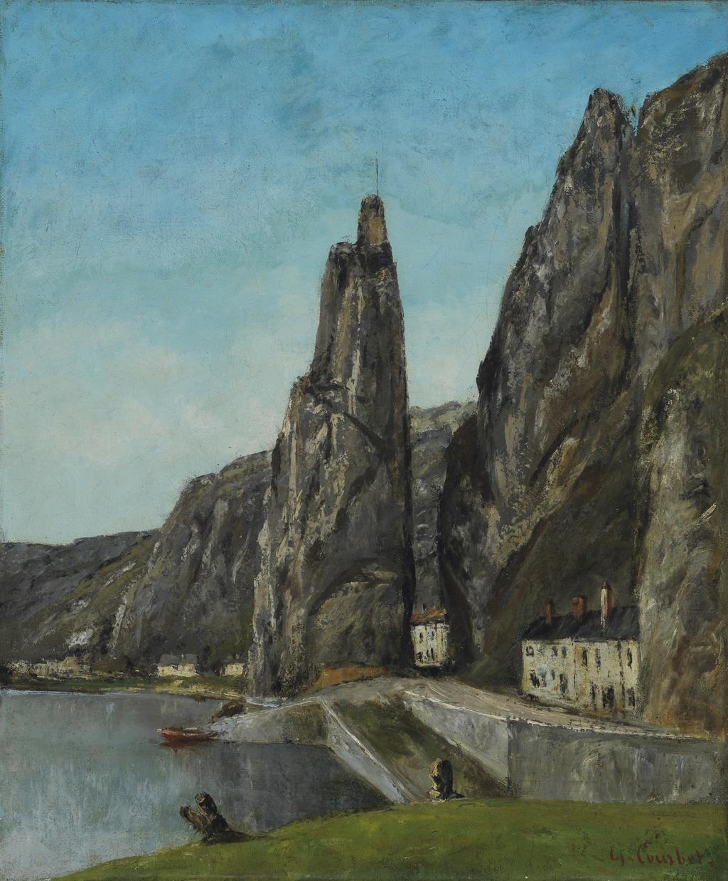 An image of La Roche à Bayard, Dinant; Translated title: The Rock at Bayard, Dinart. Courbet, Gustave (French, 1819-1877). Oil on canvas, height 56 cm, width 47 cm, in or after 1856.