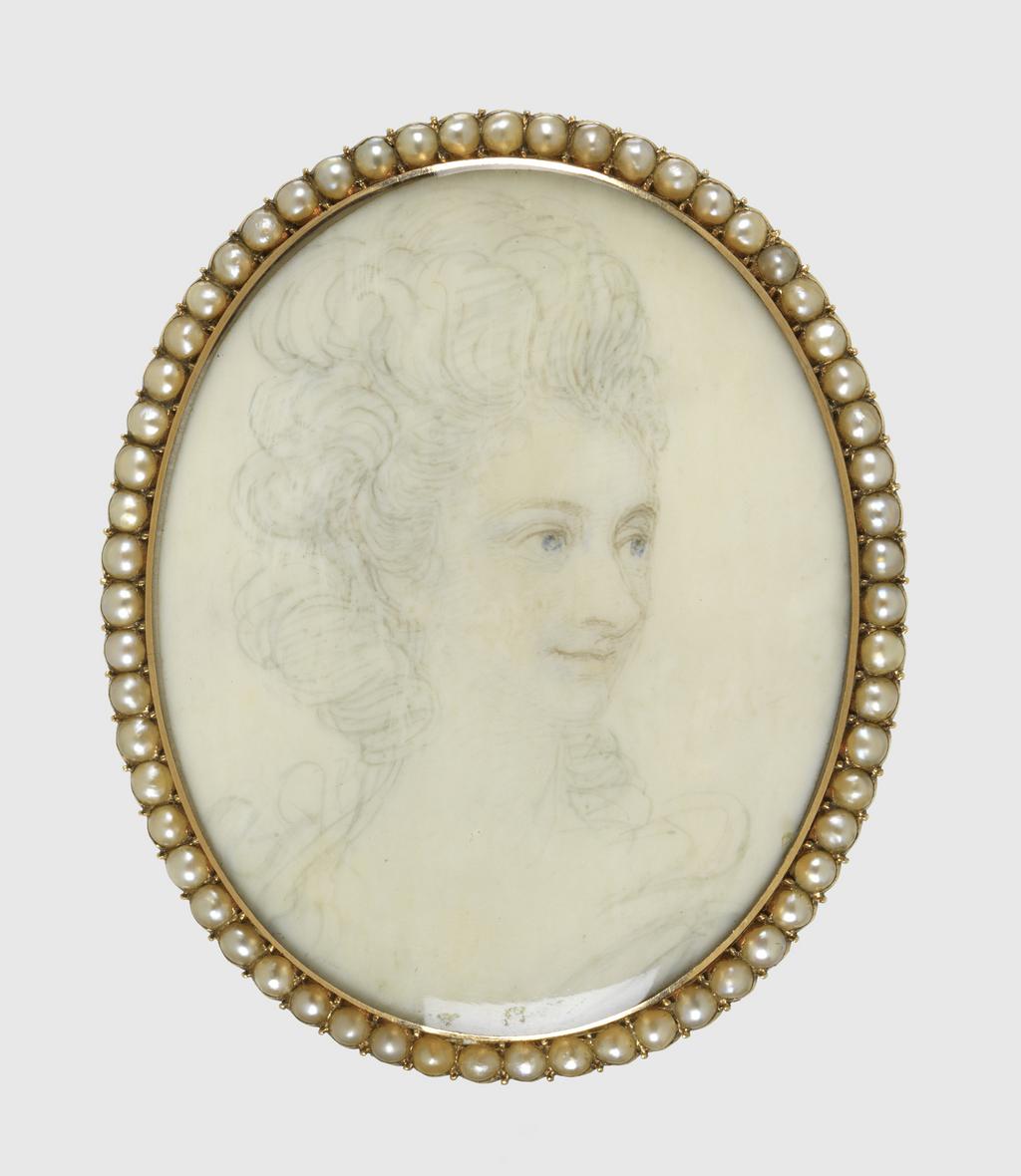An image of Georgiana, Duchess of Devonshire. Richard Cosway. Watercolour on ivory, height 47 mm, width 38 mm. 18th Century.