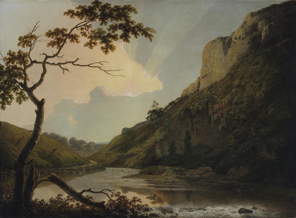 An image of Matlock Tor. Wright, Joseph (Wright of Derby), (British, 1734-1797). Oil on canvas, height 73.1 cm, width 100 cm, circa 1778-1780.