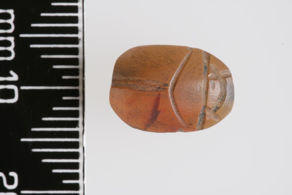 An image of Uninscribed scarab. Production Place/Find Spot: Egypt. Length 0.0115 m. Eighteenth Dynasty.