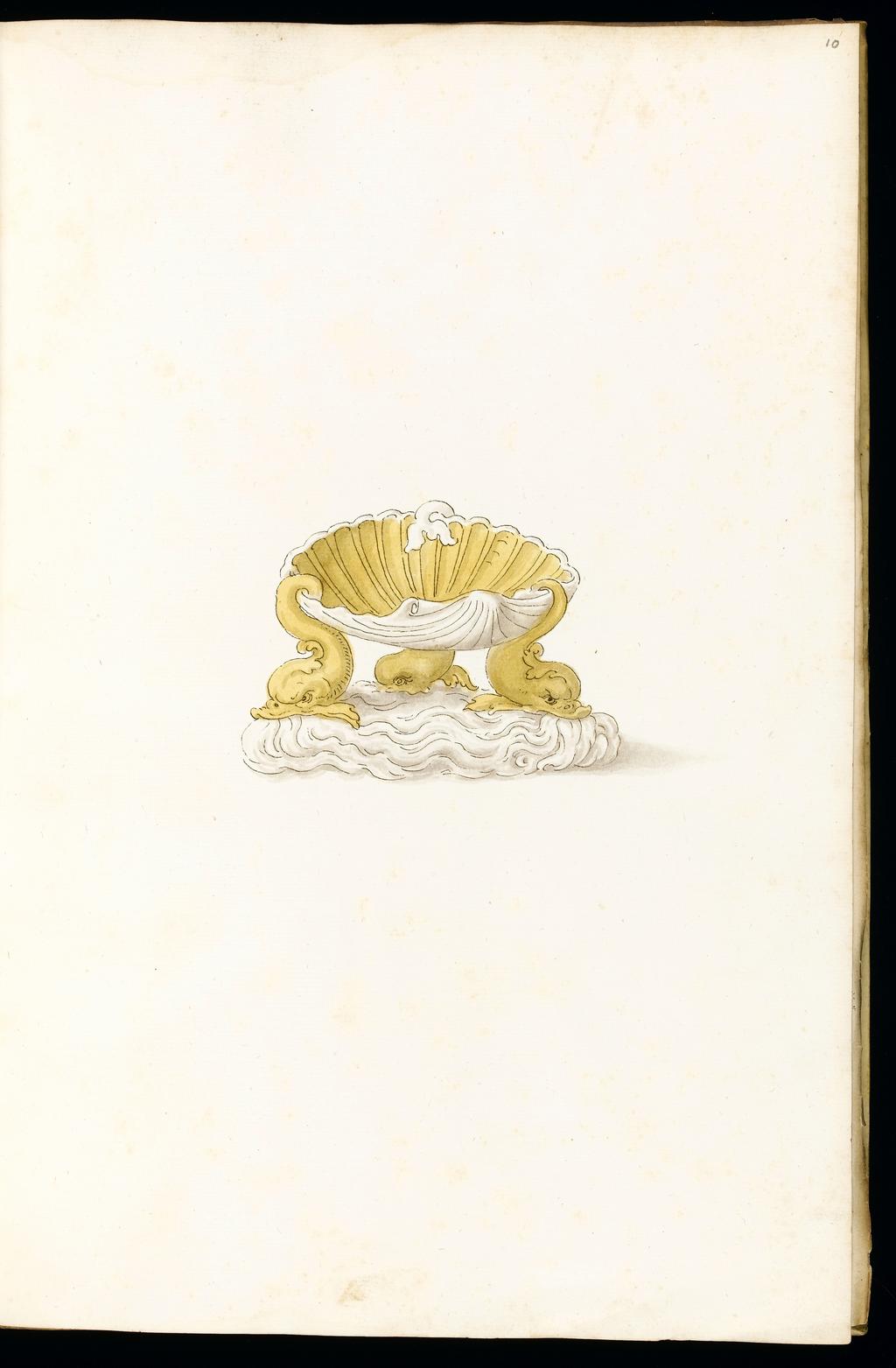 An image of Title/s: Designs for SilverwareMaker/s: Giulio Romano (Giulio Pippi) after (draughtsman) [ULAN info: 1499 ?-1546; Artist, Painter, Mantova, Roma]Description: Sketchbook is bound in vellum and has 101 leaves.Technique Description: pen and brown ink, yellow and grey wash on paper Dimensions: height: (leave size): 397 mm, width: (leave size): 267 mm