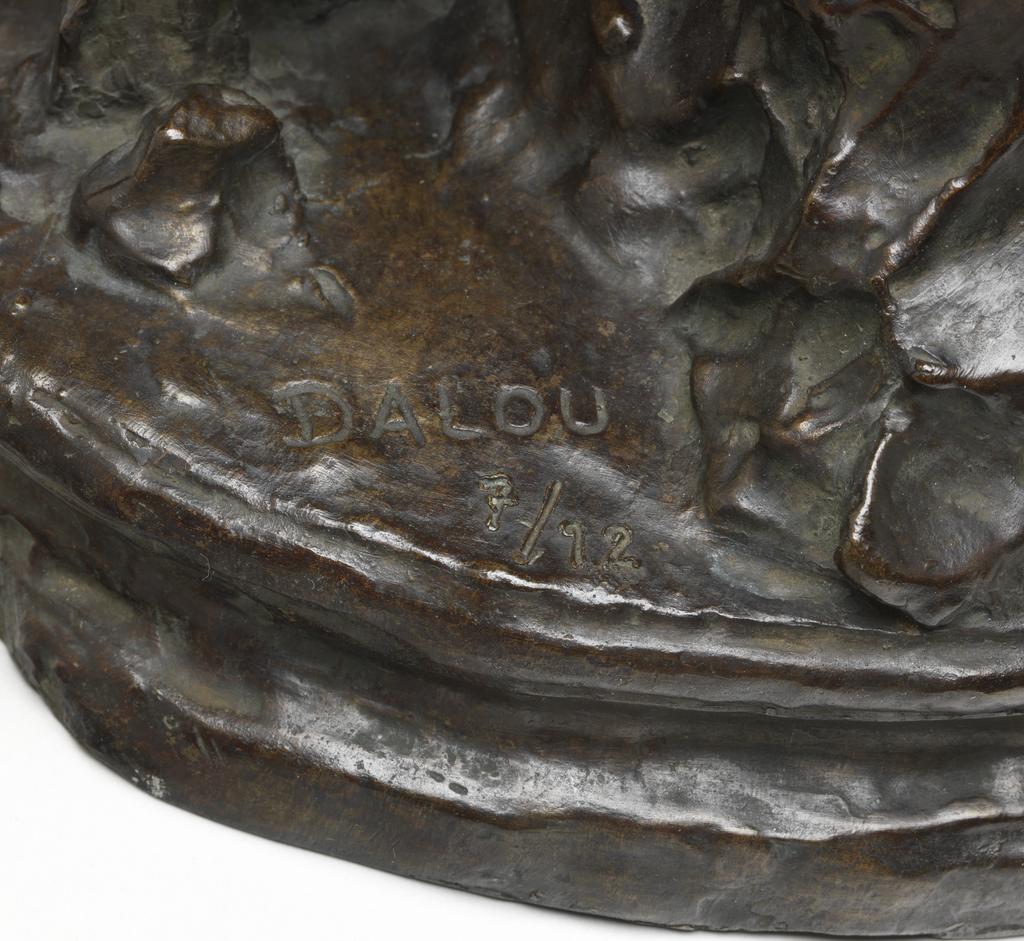 An image of La Couseuse. Bronze figure of a woman sewing. Dalou, Aimé-Jules (French, 1838-1902). Bronze, 1870. Sir Ivor and Lady Batchelor Bequest.